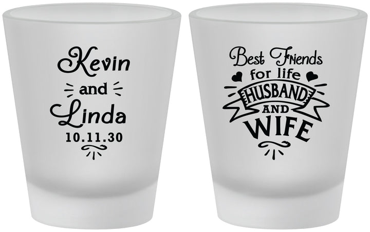 Custom Wedding Frosted Shot Glasses - Best Friends | 221