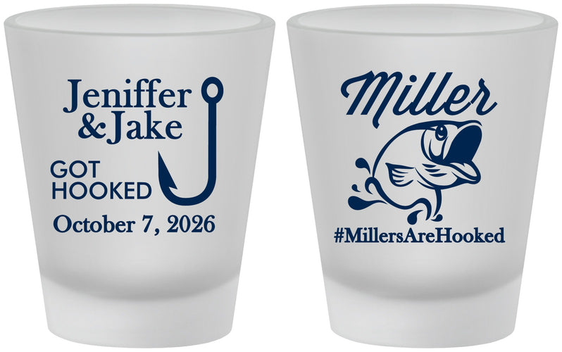 Custom Wedding Frosted Shot Glasses - Got Hook Fish | 230