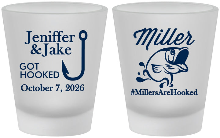 Custom Wedding Frosted Shot Glasses - Got Hook Fish | 230