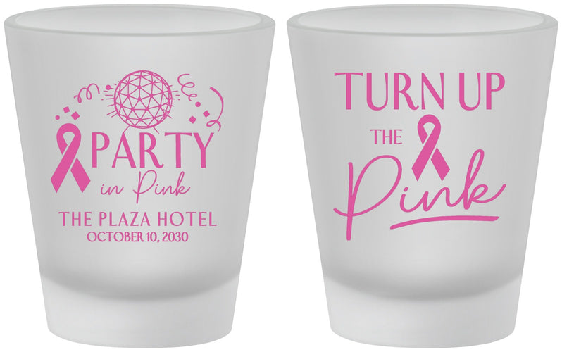 Custom Awareness Frosted Shot Glasses - Party In Pink | 230002