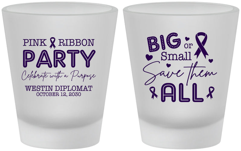 Custom Awareness Frosted Shot Glasses - Pink Ribbon | 230004