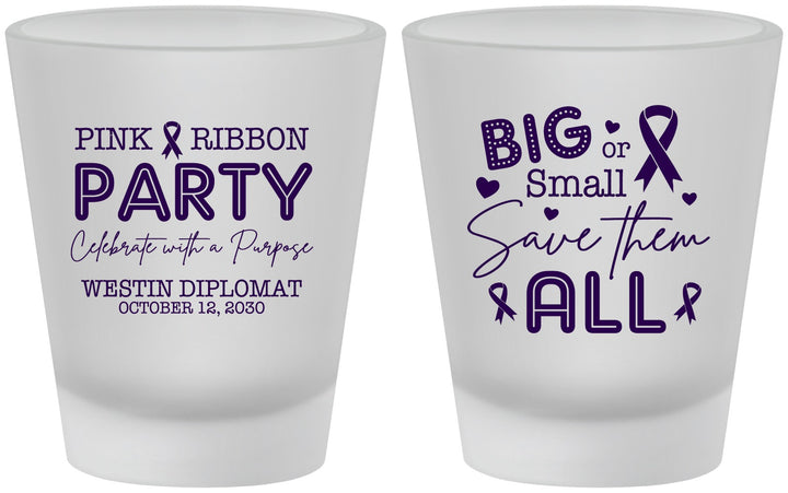 Custom Awareness Frosted Shot Glasses - Pink Ribbon | 230004