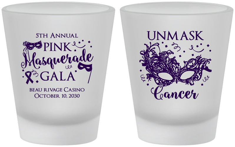 Custom Awareness Frosted Shot Glasses - Masquerade | 230008