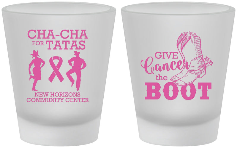 Custom Awareness Frosted Shot Glasses - Give Cancer A Boot | 230011