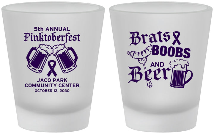 Custom Awareness Frosted Shot Glasses - Brats Boobs Beer | 230012