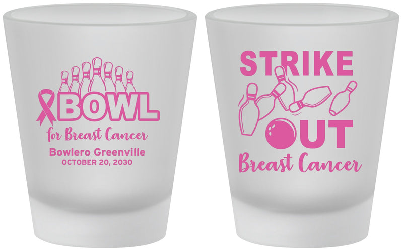 Custom Awareness Frosted Shot Glasses - Bowling Strike Out | 230015
