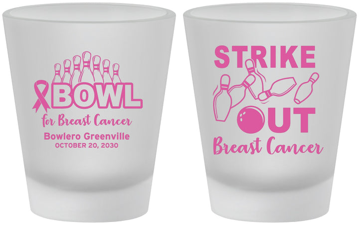 Custom Awareness Frosted Shot Glasses - Bowling Strike Out | 230015