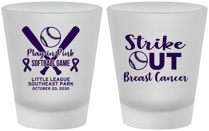 Custom Awareness Frosted Shot Glasses - Baseball Strick Out | 230016