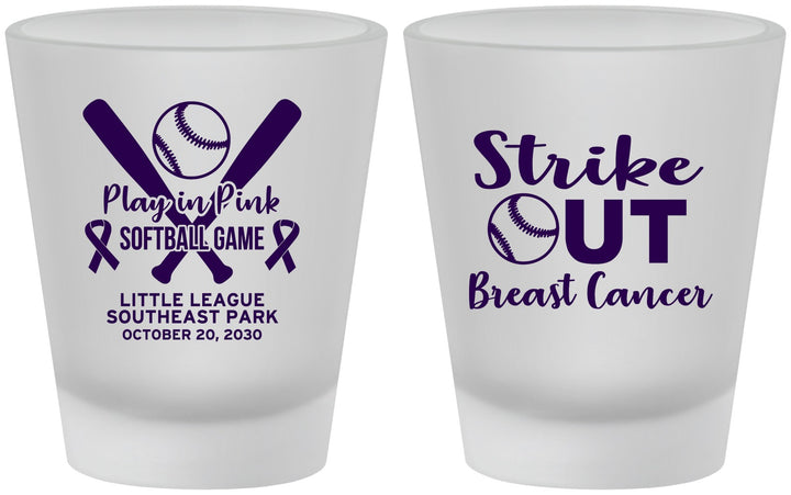 Custom Awareness Frosted Shot Glasses - Baseball Strick Out | 230016