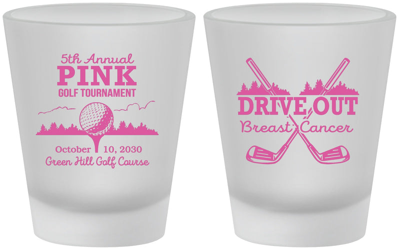 Custom Awareness Frosted Shot Glasses - Gold Drive Out | 230017
