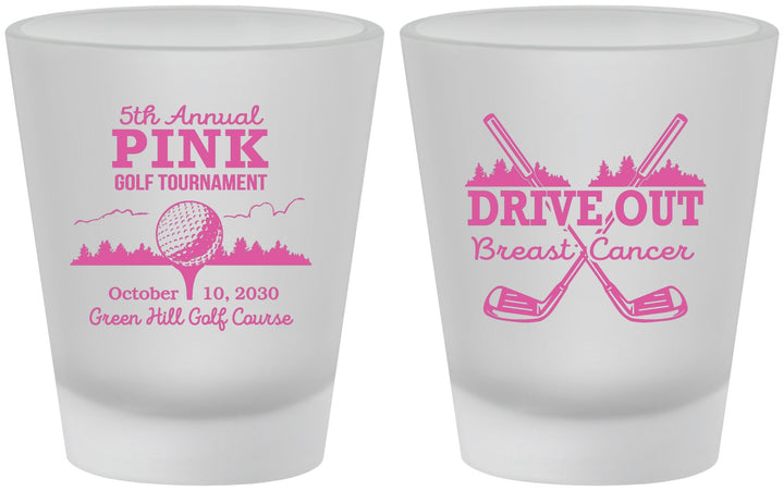 Custom Awareness Frosted Shot Glasses - Gold Drive Out | 230017