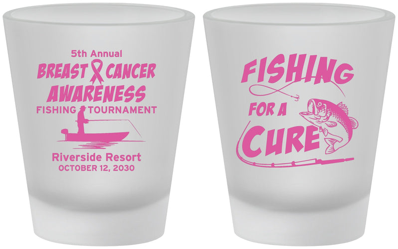 Custom Awareness Frosted Shot Glasses - Fishing For A Cure | 230018