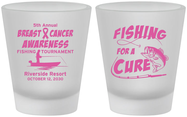 Custom Awareness Frosted Shot Glasses - Fishing For A Cure | 230018