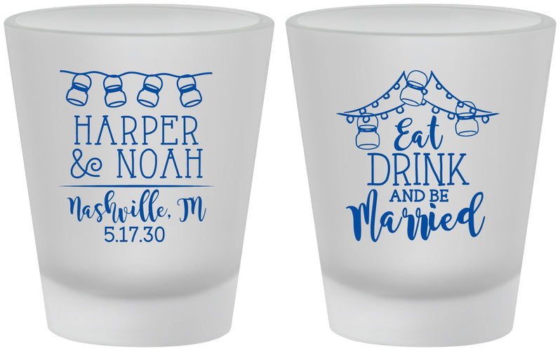 Custom Wedding Frosted Shot Glasses - Eat Drink Be Married | 235