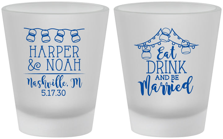 Custom Wedding Frosted Shot Glasses - Eat Drink Be Married | 235