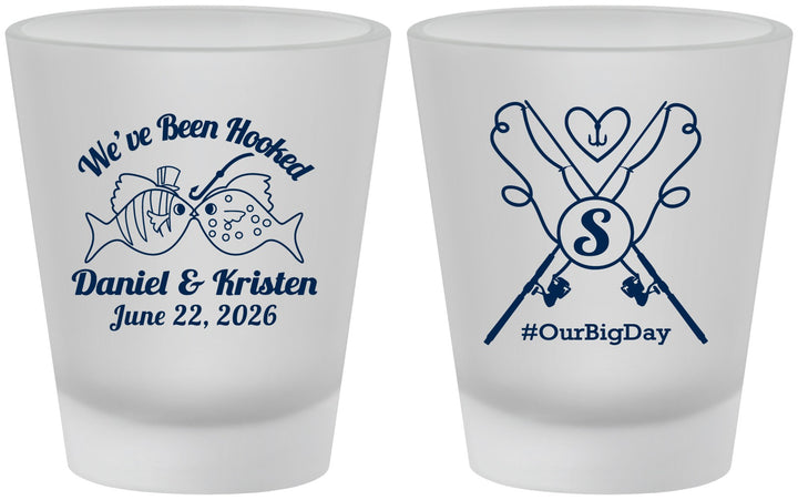 Custom Wedding Frosted Shot Glasses - Been Hooked Fishing | 238