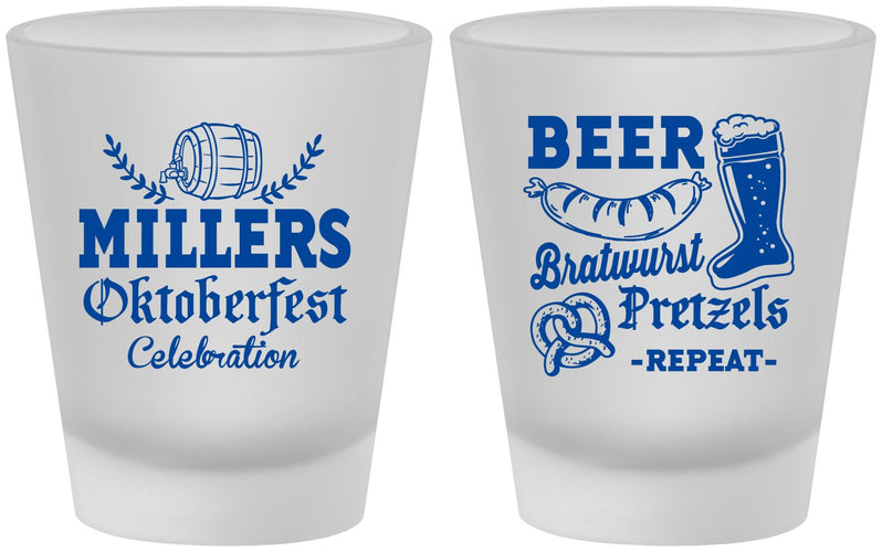 Custom Oktoberfest Frosted Shot Glasses - Bratwurst Pretzels | 240007