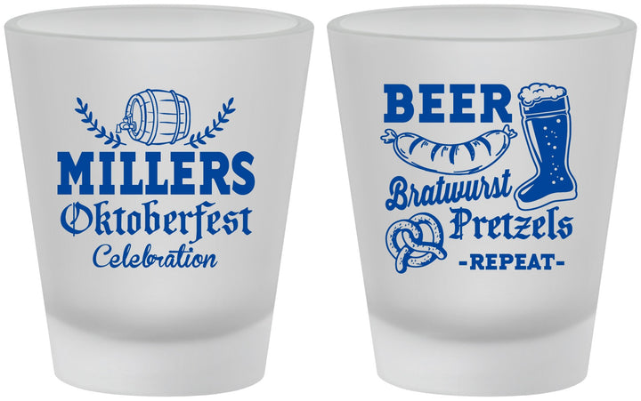 Custom Oktoberfest Frosted Shot Glasses - Bratwurst Pretzels | 240007