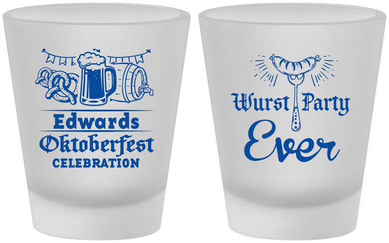 Custom Oktoberfest Frosted Shot Glasses - Wurst Party Ever | 240008