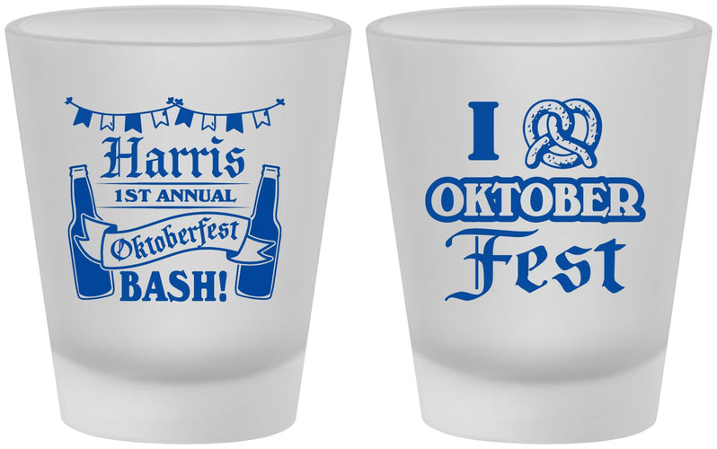 Custom Oktoberfest Frosted Shot Glasses - Pretzel | 240009