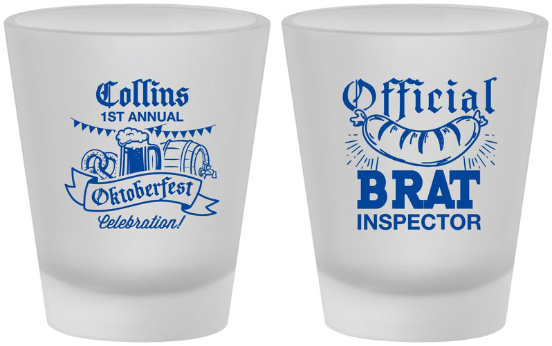 Custom Oktoberfest Frosted Shot Glasses - Brat Inspector | 240011