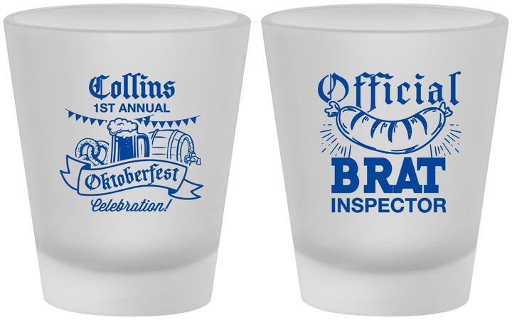 Custom Oktoberfest Frosted Shot Glasses - Brat Inspector | 240011