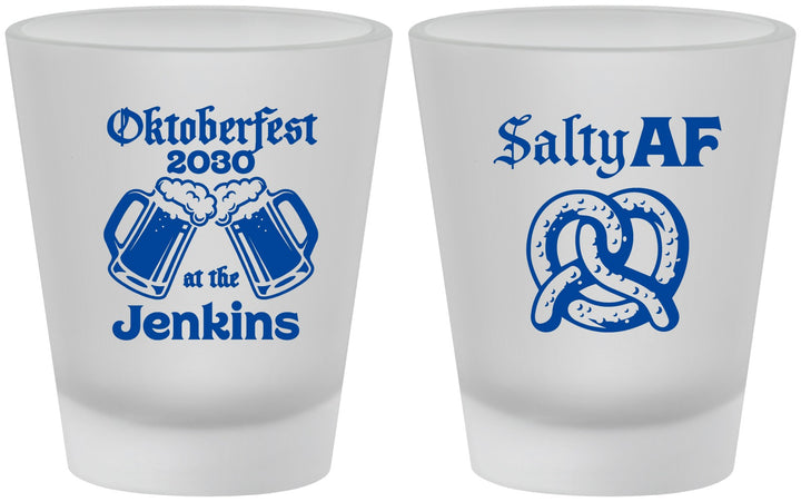 Custom Oktoberfest Frosted Shot Glasses - Pretzel Salty Af | 240015