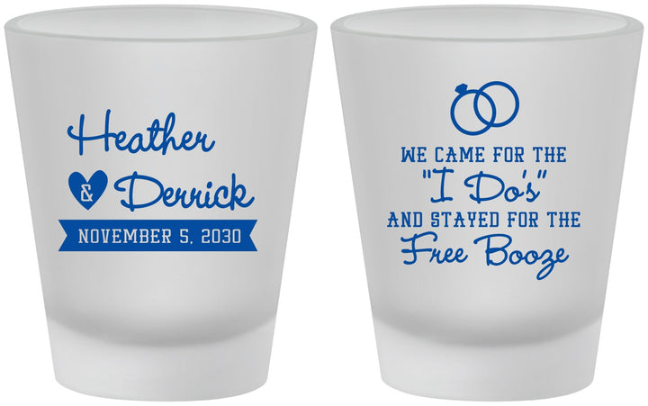 Custom Wedding Frosted Shot Glasses - I Do Free Booze | 243