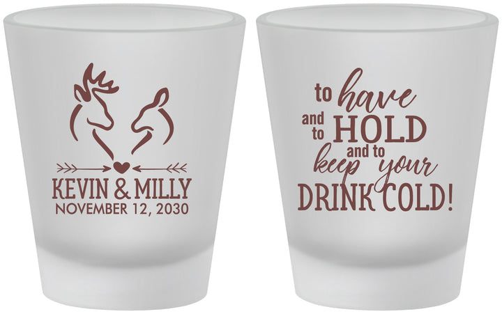 Custom Wedding Frosted Shot Glasses - To Have And To Hold | 250