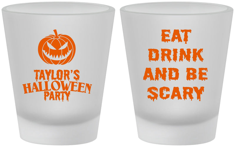 Custom Halloween Frosted Shot Glasses - Scary Pumpkin | 250008