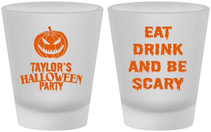 Custom Halloween Frosted Shot Glasses - Scary Pumpkin | 250008