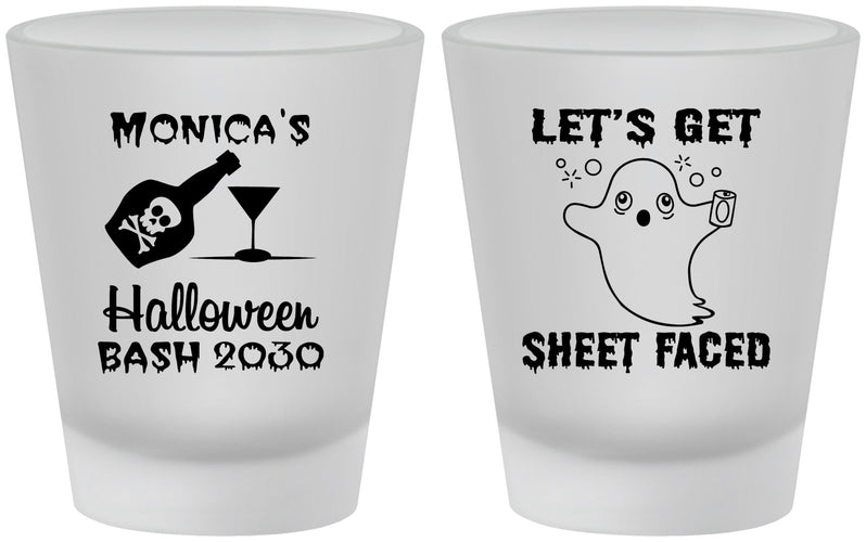 Custom Halloween Frosted Shot Glasses - Ghost Sheet Faced | 250009