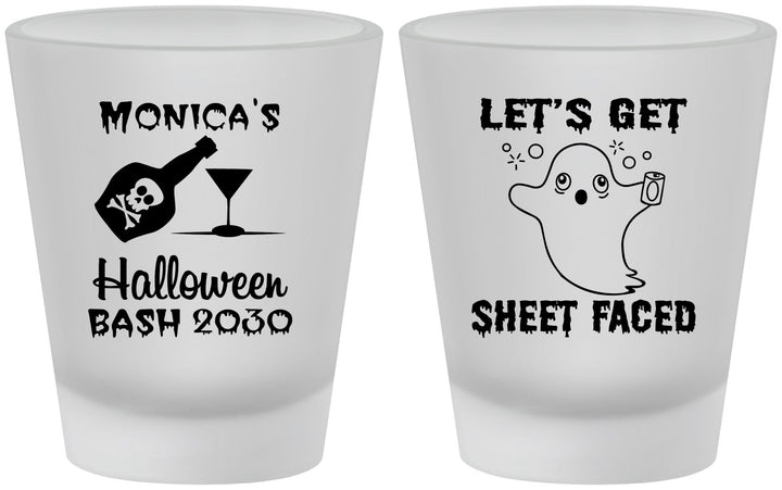Custom Halloween Frosted Shot Glasses - Ghost Sheet Faced | 250009