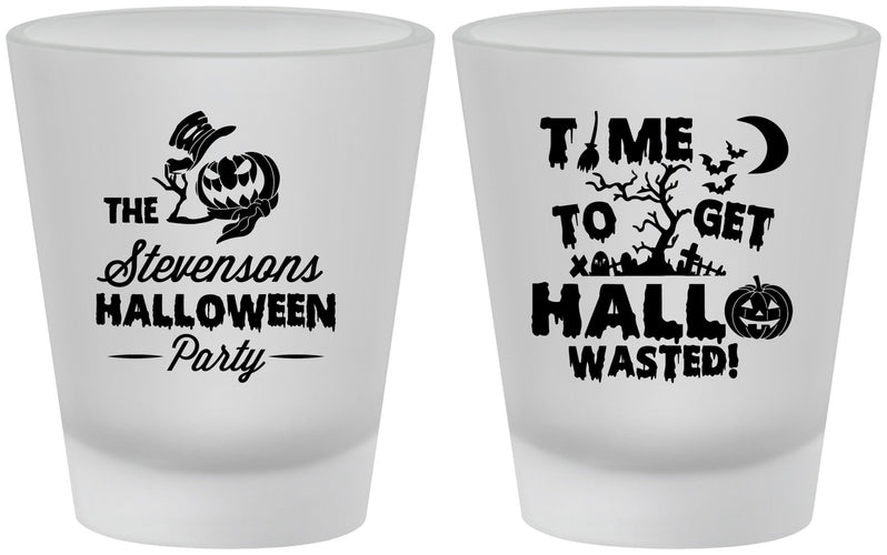 Custom Halloween Frosted Shot Glasses - Hallowasted Pumpkin | 250013