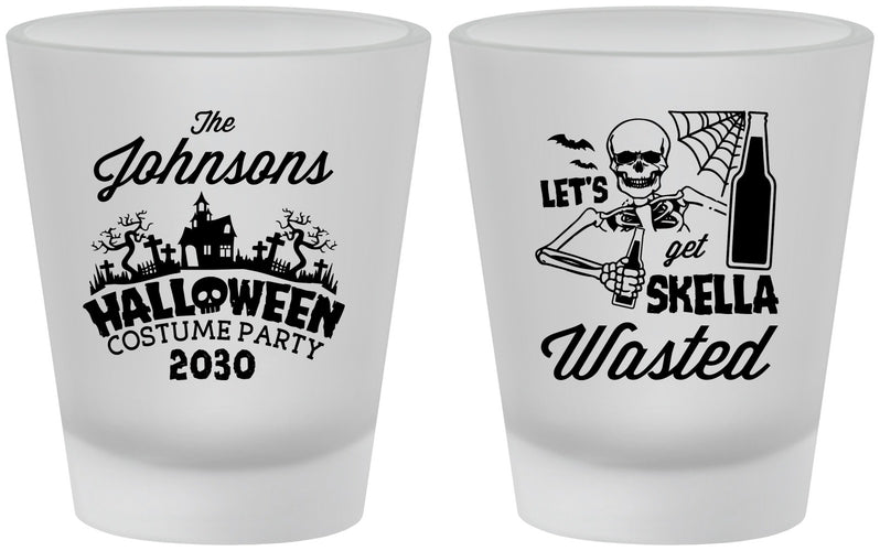 Custom Halloween Frosted Shot Glasses - Skellawasted Skeleton | 250014