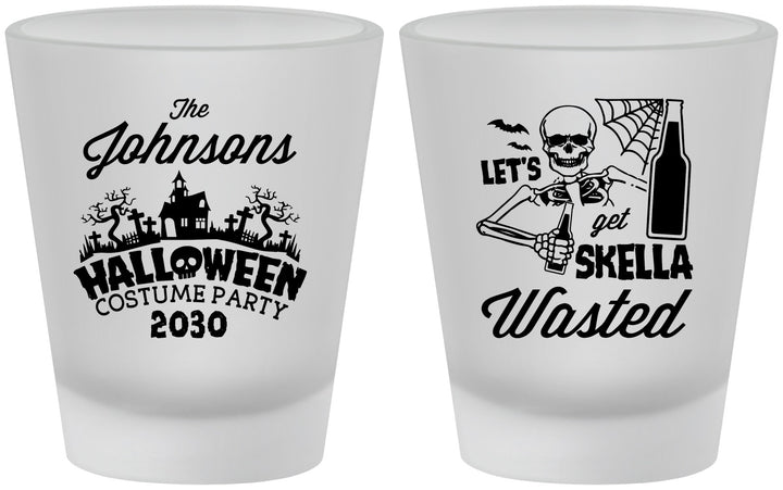 Custom Halloween Frosted Shot Glasses - Skellawasted Skeleton | 250014