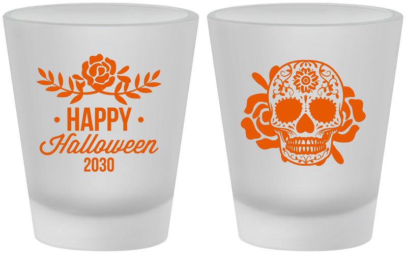 Custom Halloween Frosted Shot Glasses - Sugar Skull | 250020