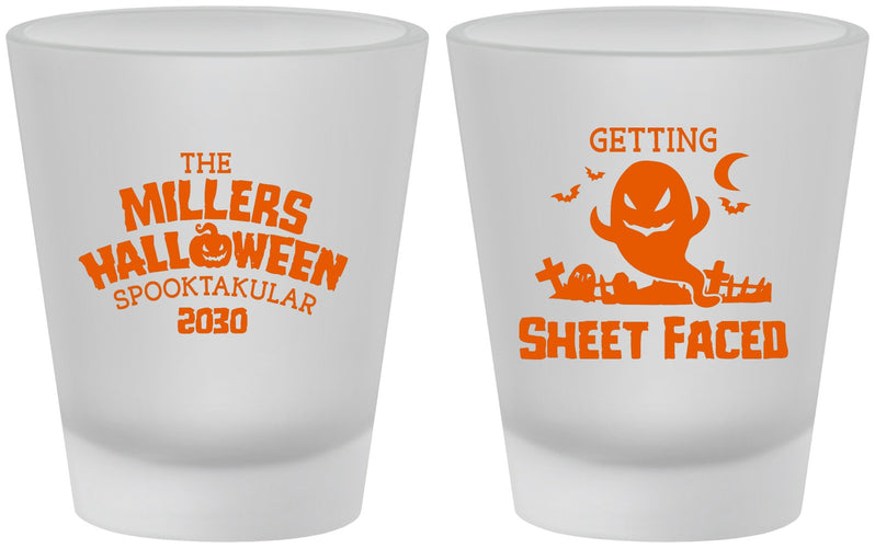 Custom Halloween Frosted Shot Glasses - Ghost Sheet Faced | 250040