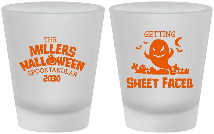 Custom Halloween Frosted Shot Glasses - Ghost Sheet Faced | 250040