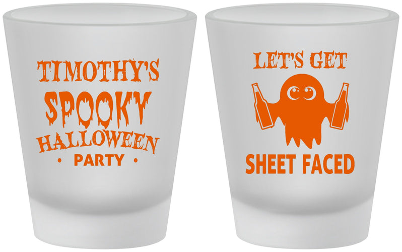 Custom Halloween Frosted Shot Glasses - Ghost Sheet Faced | 250044