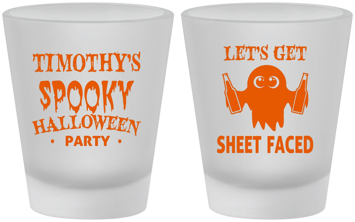 Custom Halloween Frosted Shot Glasses - Ghost Sheet Faced | 250044