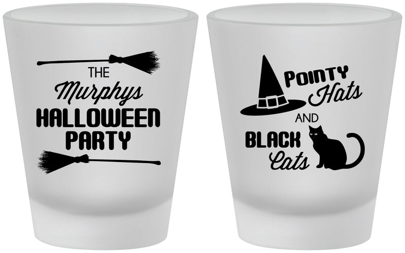 Custom Halloween Frosted Shot Glasses - Black Cats | 250087