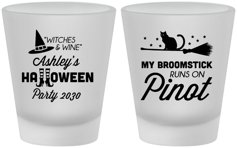 Custom Halloween Frosted Shot Glasses - Witch Broomstick | 250098
