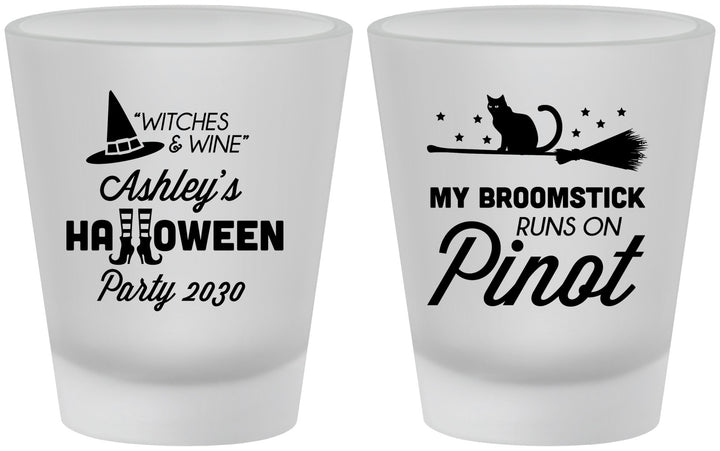 Custom Halloween Frosted Shot Glasses - Witch Broomstick | 250098