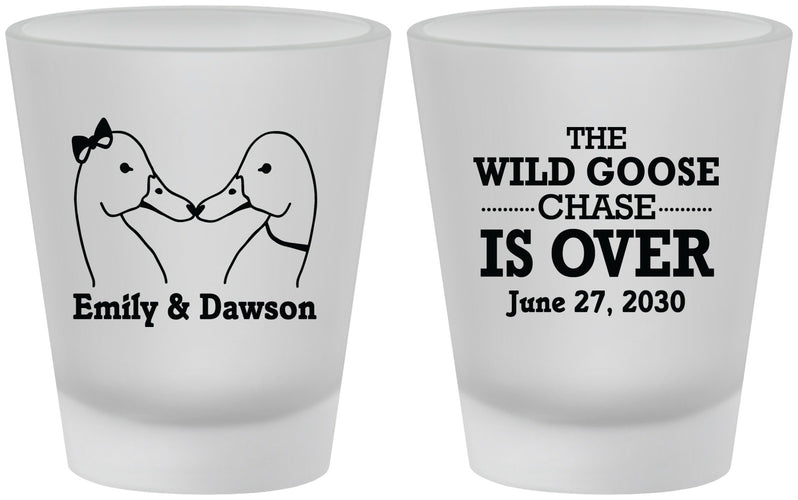 Custom Wedding Frosted Shot Glasses - Wild Goose | 251