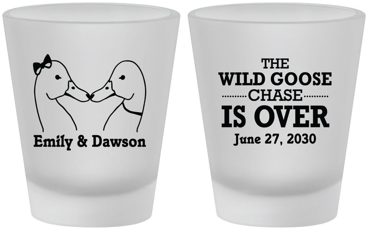 Custom Wedding Frosted Shot Glasses - Wild Goose | 251