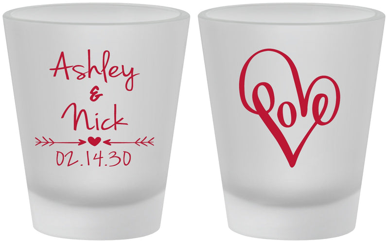 Custom Wedding Frosted Shot Glasses - Love | 252