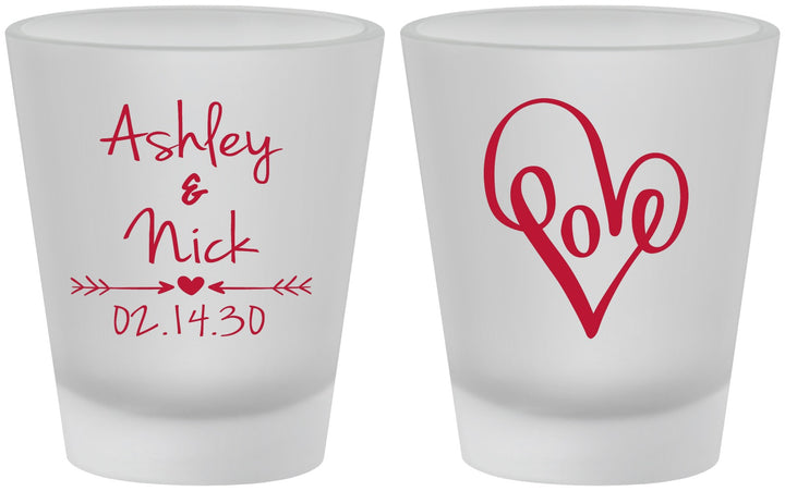 Custom Wedding Frosted Shot Glasses - Love | 252