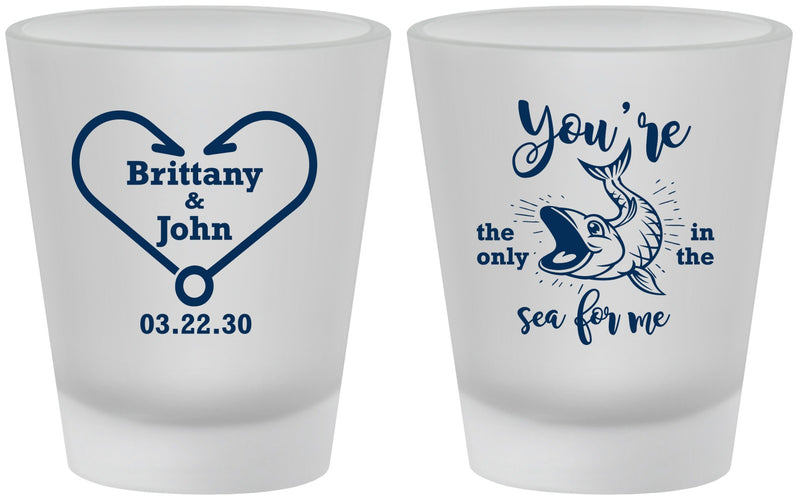 Custom Wedding Frosted Shot Glasses - Fish In The Sea For Me | 254