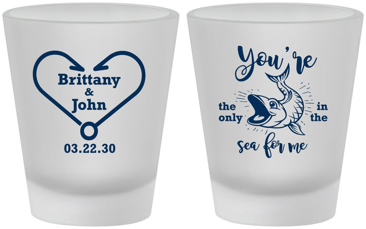 Custom Wedding Frosted Shot Glasses - Fish In The Sea For Me | 254